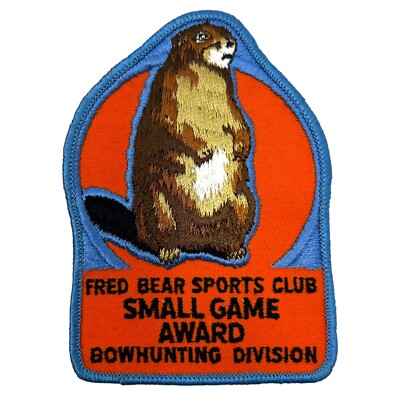 Vintage Fred Bear Sports Club Small Game Award Bowhunting Archery Patch