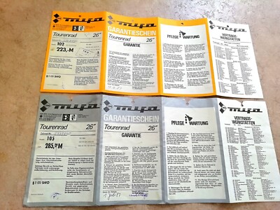 2x Mifa Garantieschein Tourenrad Fahrrad DDR 26 Zoll 1983 + 1987
