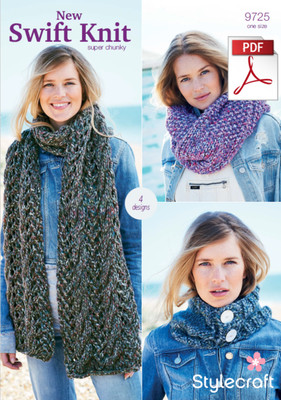 Stylecraft 9725 Strickanleitung - Accessoires in neuem Swift Knit Super Chunky
