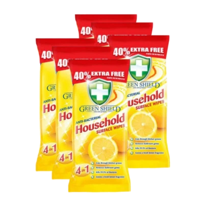 GREENSHIELD 12 Pack Green Shield Anti Bacterial Household Surface Wipes 840 XL Wipes