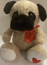ANIMAL ADVENTURE 20" Pug Puppy Eyes plush Dog Heart Foot Soft Stuffed Animal