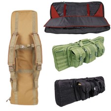 36/42" Large Molle Tactical Rifle Case Padded Double Gun Bag Hunting + 3 Pouches