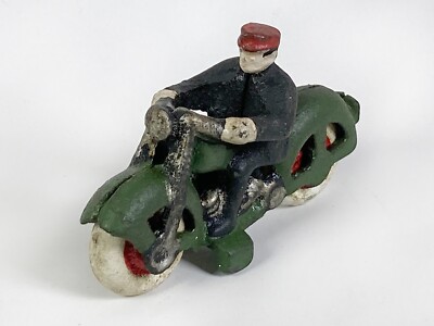 Lot 7411 Hubley USA Motorcycle green iron cast, Solo-Motorrad, Metallguß um 1935