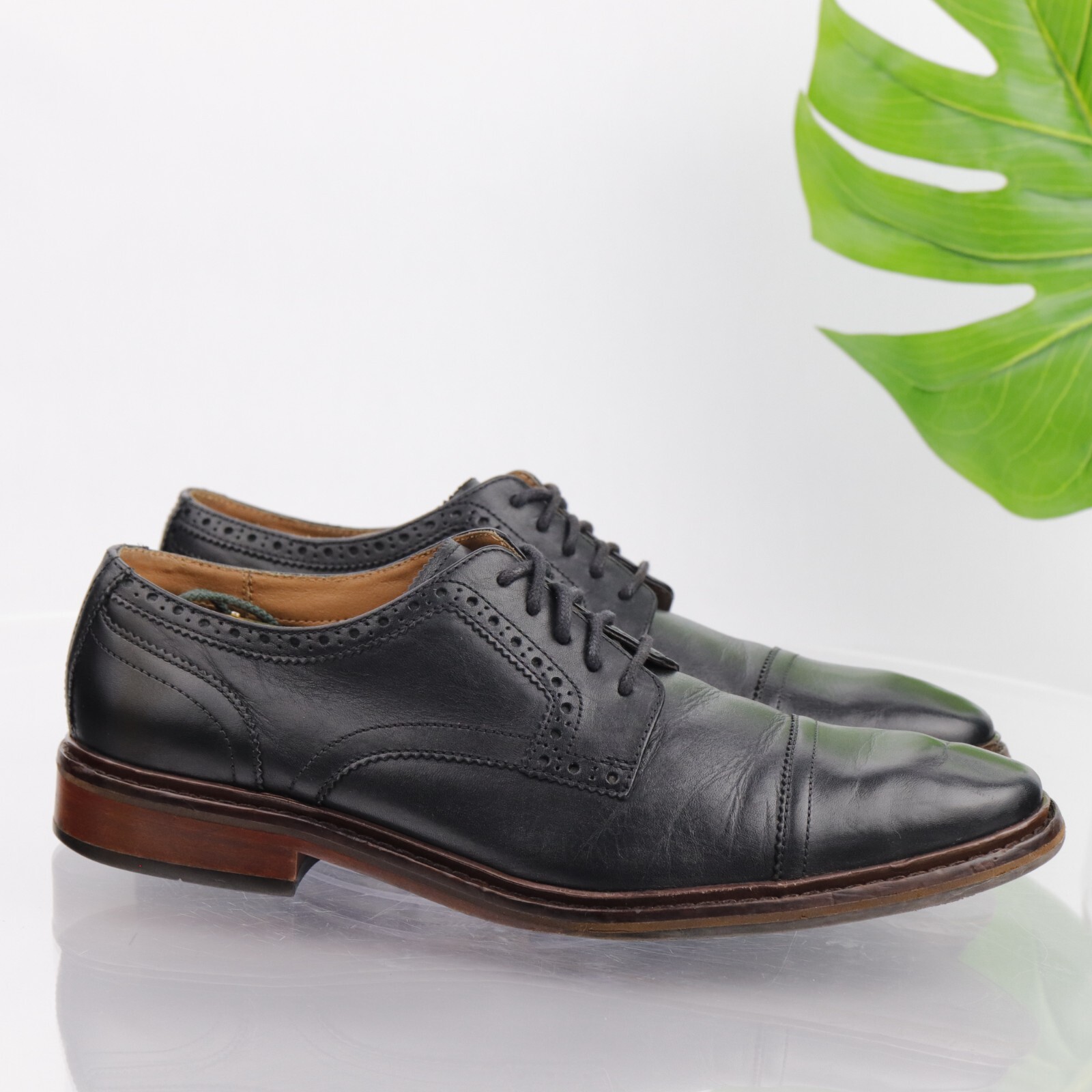 SAOLA Scarpe eleganti nere in pelle Cole Haan William Oxford taglia 10 punta a cappello brogue