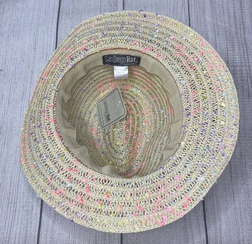 San Diego Hat Company 5-7 Yr Old Kids Paperbraid Multi-color Fedora Pink Bow NEW - Picture 11 of 16