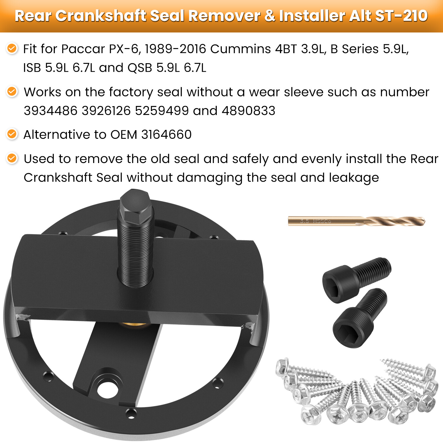 Front Cover Crankshaft Seal & Wear Sleeve Installer Tool For Cummins 3.9L, 5.9L, 6.7L Engines | Diesel Repair Tool Kit