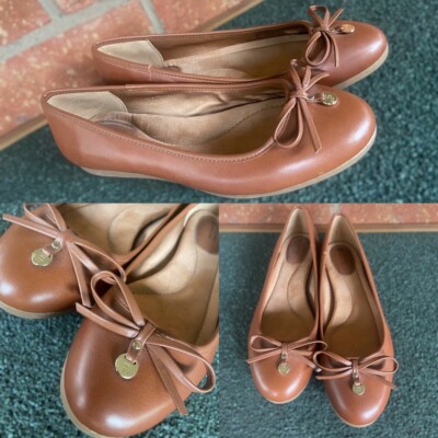Giani Bernini Brown Memory Foam Leather Flats Size 10