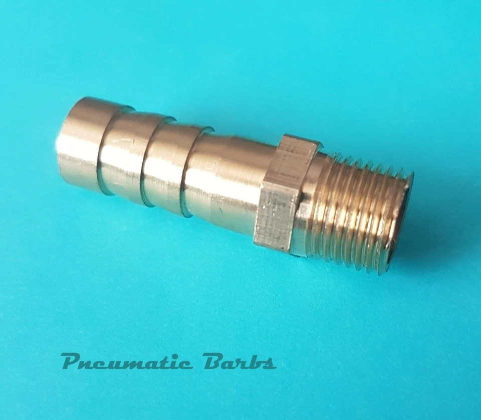 1/8" BSP to 8mm Brass Barb Straight Hose Connector Oil UK - Image 3 of 4