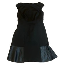 Chaps black stretch dress with faux leather accents