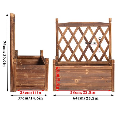 Large Wooden Planter Box Stand Flowerpot Box w/ Trellis Support Patio Lattice - Picture 15 of 16