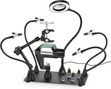 Magnetic Helping Hands Soldering Third Hand, PCB Circuit Board Holder with 3X LE