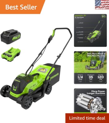 Eco-Friendly 24V Cordless Lawn Mower - 13'' Poly Deck with 2-in-1 Functionality