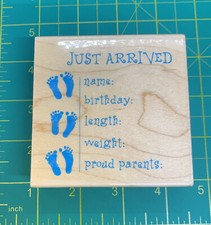 Rubber Stampede Delta Just Arrived 3731H MNTD Rubber Stamp Baby Announcement