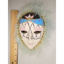 Ceramic Painted Mardi Gras Hanging Wall Mask