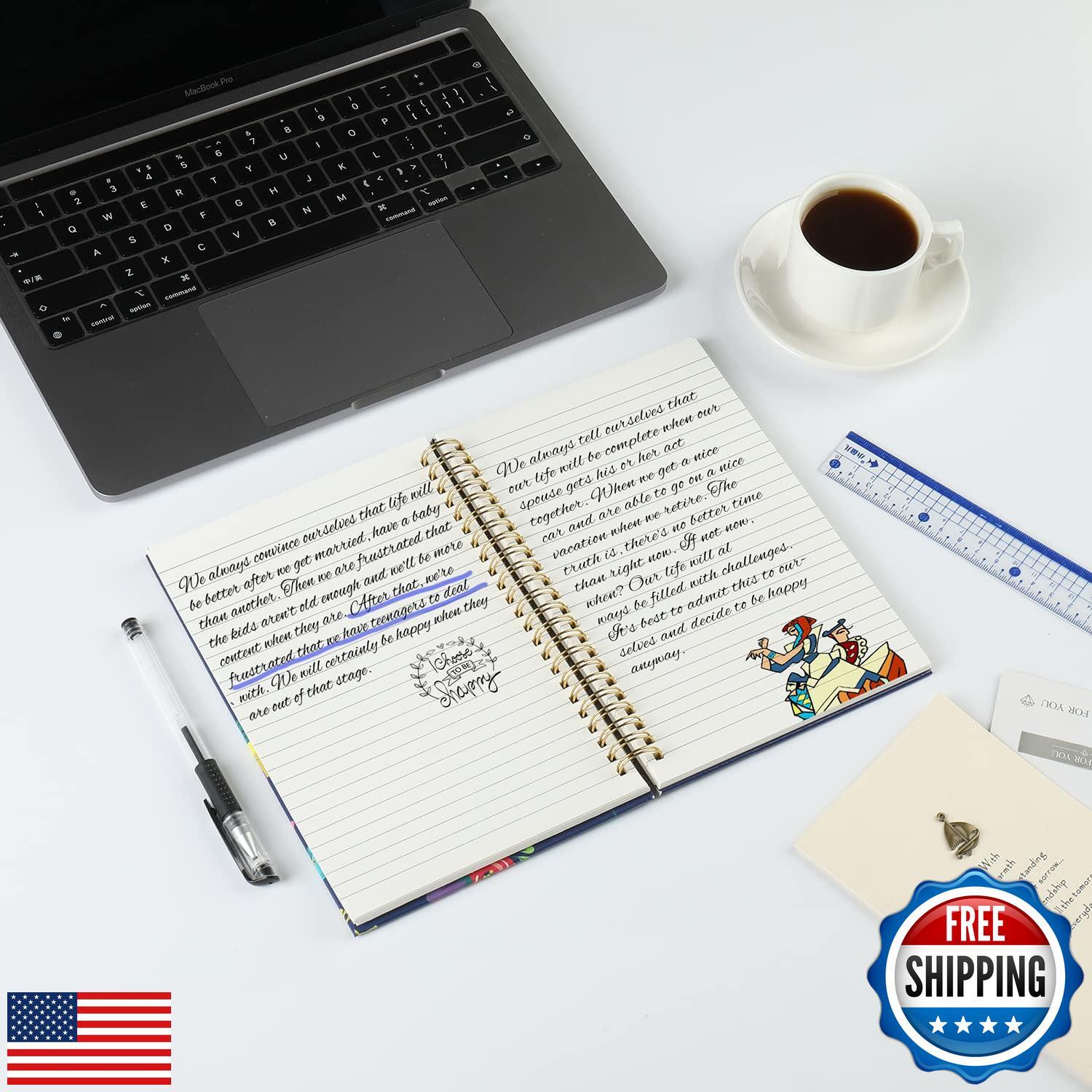 XYark Lined Notebook Spiral, A5 Flower College Ruled Journals Bulk, 100GSM Th