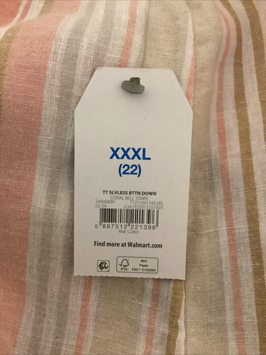 TIME AND TRU CAMICIA SMANICATA CON BOTTONI STRISCIA CAMPANA CORALLO Tg 3XL* - Foto 10 di 10