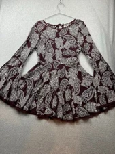 Ecote Chiffon Flare Dress Womens 4 Whimsygoth Fairycore Boho Paisley Goth*