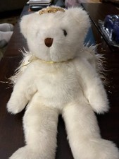 White Angel Plush Bear with Wings Gold Roses 14" TY Beanie 2001 Classic Divine