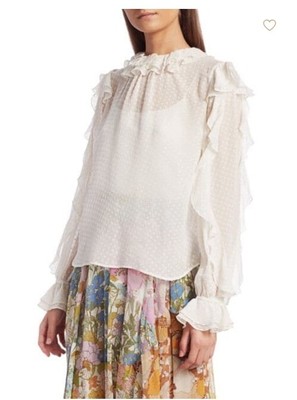 silk ruffle blouse ivory