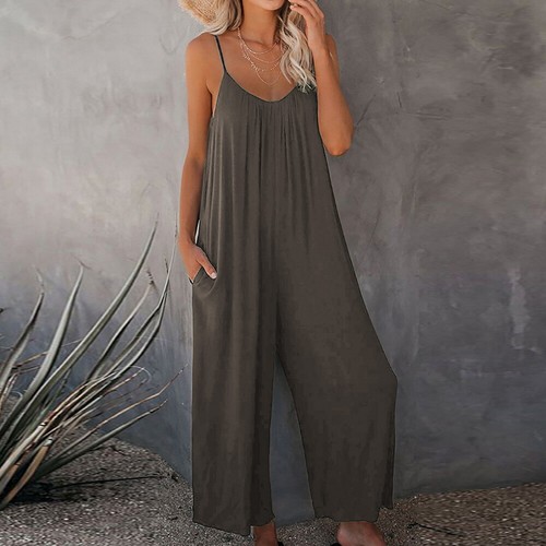 Ladies V-Neck Hareem Jumpsuit Pure Beach Harem Jumpsuit Play-Suit Summer New - 第 11/17 張圖片