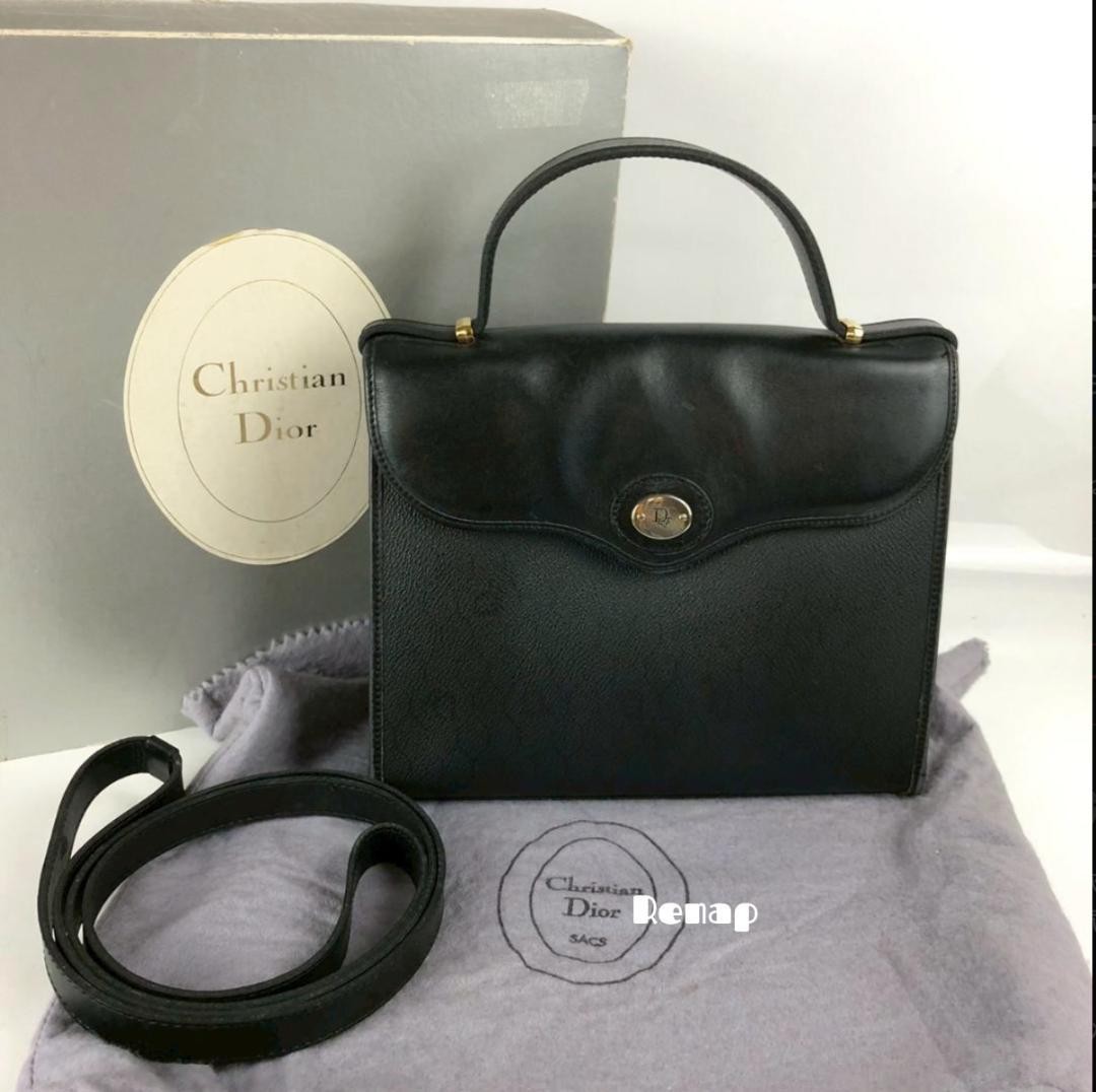 Dior Black Leather 2-Way Shoulder Bag Authentic F0512519