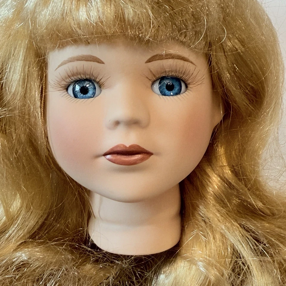 "Cabeza de muñeca de colección para piezas de muñeca de 17""/\ Peluca rubia de repuesto ojos azules pestañas" Foto 2 de 4