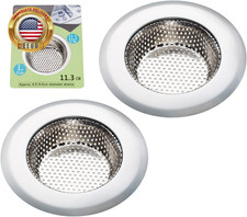 2PCS Kitchen Sink Strainer - Stainless Steel, Large Wide Rim 4.5" Diameter