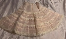 Vintage Pink Petticoat Slip Lace Trim Crinoline Multi Layer Sz Large Pristine!