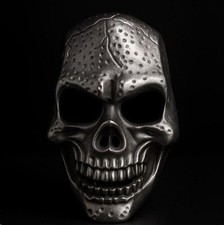   Silver Finish Aluminum Skull Mask: Halloween Horror Face Mask