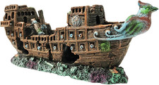 Aquarium Pirate Ship Decorations Fish Tank Ornaments - Resin Material Shipwreck