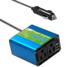 150W Power Inverter - Converter Vehicle Adapter Plug Outlet 12v to 110v, Blue