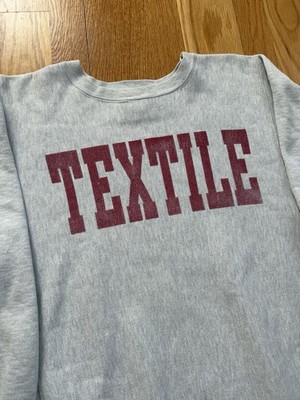 Vintage 90s Champion Reverse Weave Textile College Sweatshirt Gray