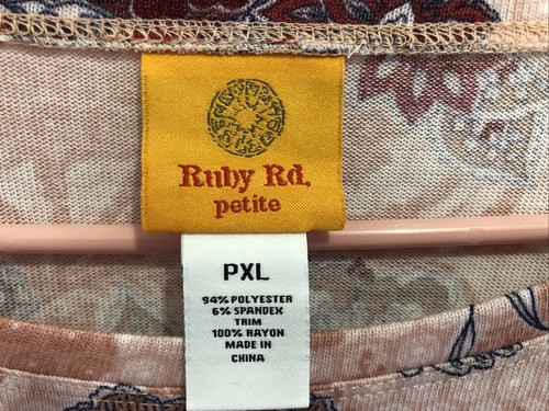 Rubino donna Rd. top floreale petite PXL manica 3/4 - Foto 5 di 10