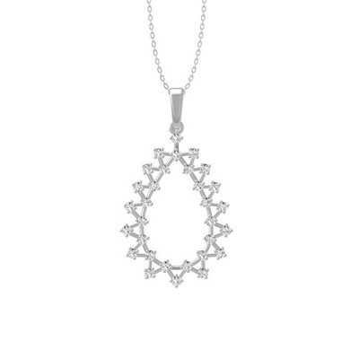 0.325Ct Lab Grown Diamond 10K White Gold Fashion Pendant 18'' Silver Chain