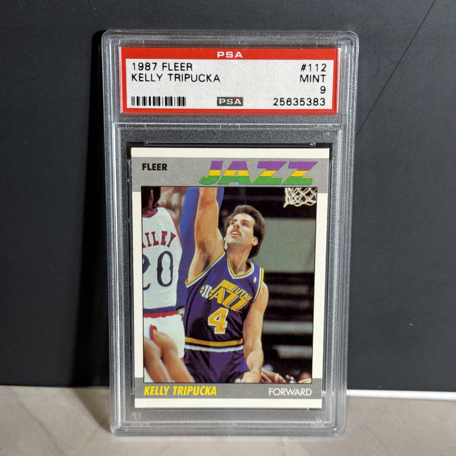1987-88 FLEER BASKETBALL KELLY TRIPUCKA #112 JAZZ PSA 9