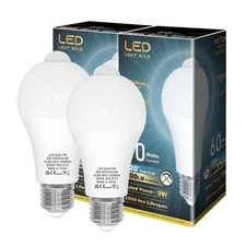 Motion Sensor Light Bulbs Indoor Outdoor 60 watt Equivalent, A19 E26 9W Motio...