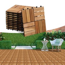 1-20 Holzfliesen Balkon Akazienholz Terrassenfliesen 30x30cm 6/12 Latten DE