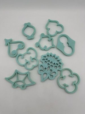 Vintage 1972 Wilton Aqua Blue Decorating Stencils Set of 9 Box Cake Decor