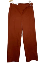 NWT brown pants FUTURE COLLECTIVE 6 straight leg Reese Blutstein cotton buckle
