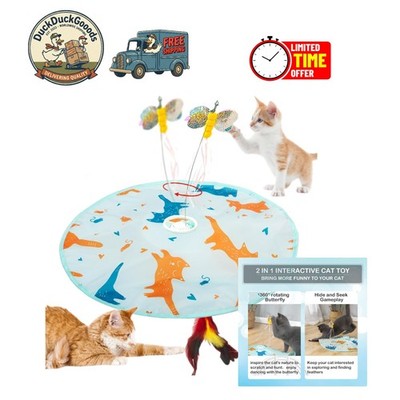 Interactive Feather Wand & Butterfly Chasing Toy for Indoor Cats - Rechargeable
