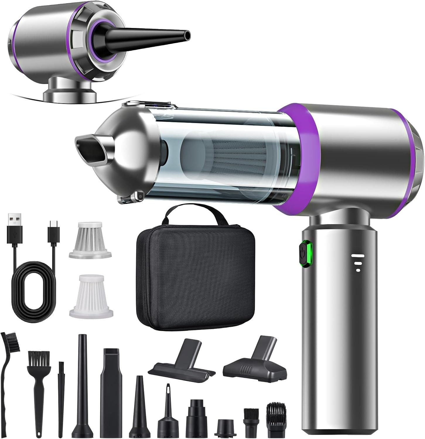 Mini Aspirapolvere Portatile 22000PA 4-in-1 | Motore Brushless Professionale