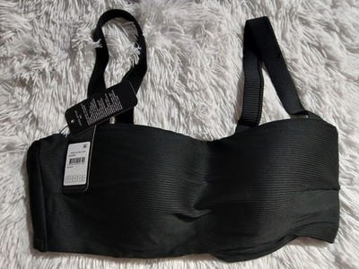 City Chic Swimwear Seville Bikini Ribbed Top Women s US Size 16 Black 