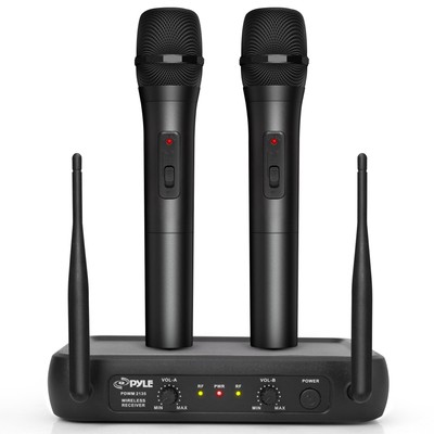 Pyle Channel Microphone System-VHF Fixed Dual Frequency Wireless Set with 2