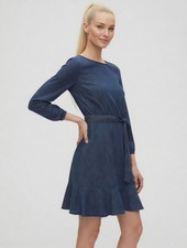Gap Womens Dark Blue Denim Tie Belt Long Sleeve Mini Dress Size 4
