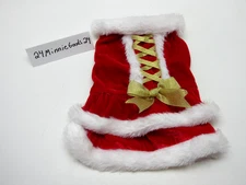 Dog Pet Costume Mrs. Santa Claus Paws Holiday Christmas Small Red Dress Gold Bow