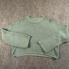 Wild Fable Green Cropped Knit Sweater Medium 1391