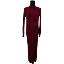 NEW La Maille Sezane Katrina Sweater Dress Merino Wool Ribbed Knit Red Small