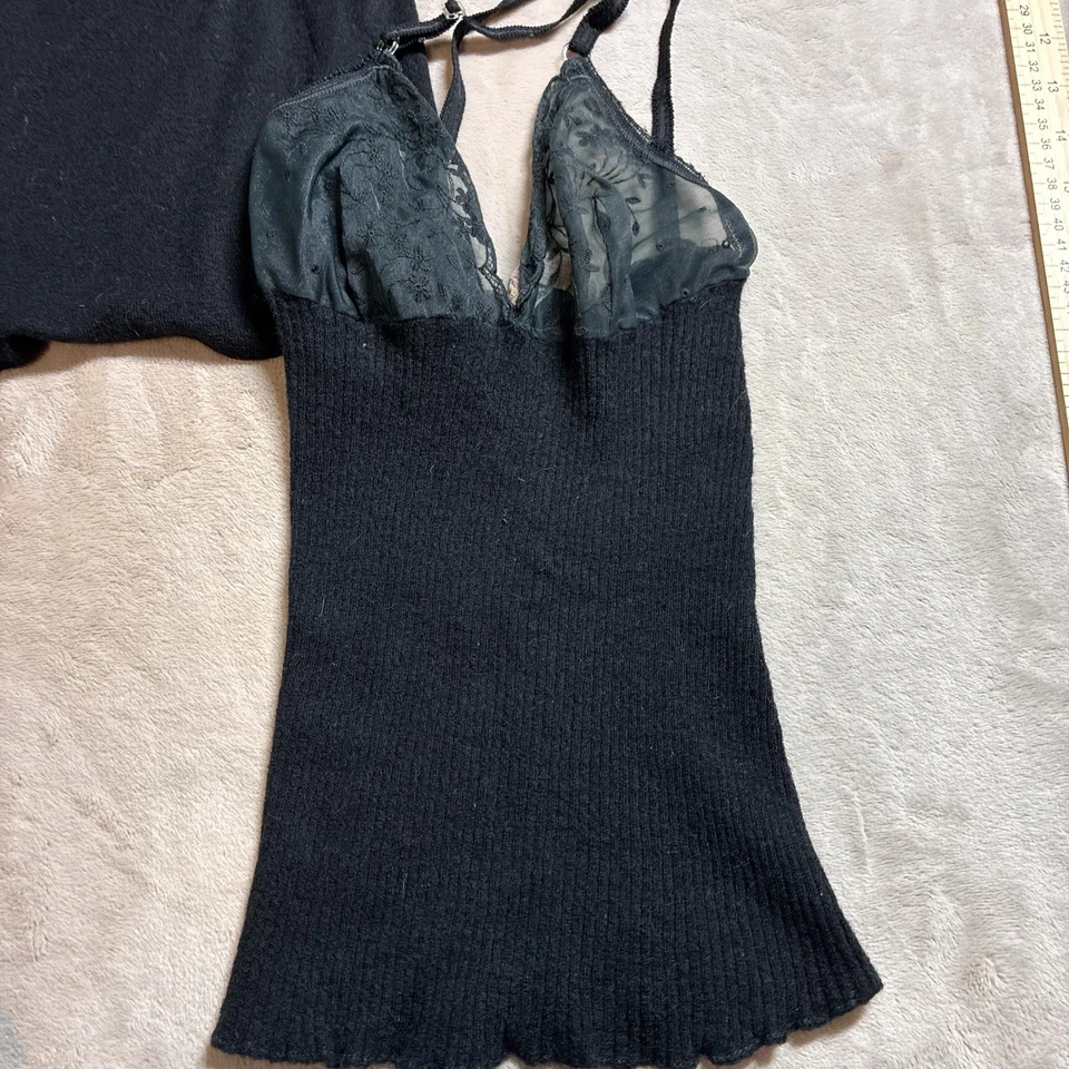 Vintage Italian Lace Wool Camisole Top Lot XS-S Y2K Gothic Coquette Women's RARE - Image 2 of 4