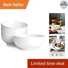Large Soup Bowls Set of 4 39 OZ Soft White Ceramic Microwave Safe