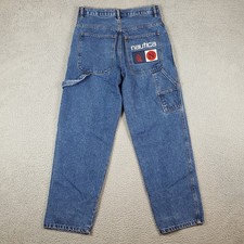Y2K Nautica Baggy Carpenter Big Logo Men's Size 34x31 Vintage Denim Blue Jeans